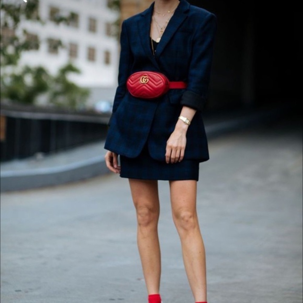 Gucci Red GG Marmont Chevron Belt Waist Bag Fanny Pack - Picture 5 of 5